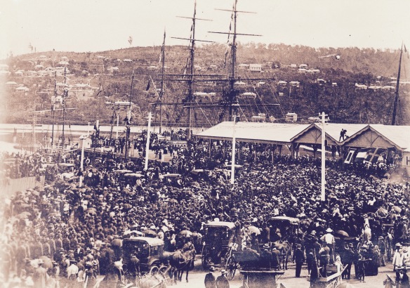 First Contingent for Boer War, Launceston Wharf (edited) (Original courtesy of Archives Office of Tasmania)